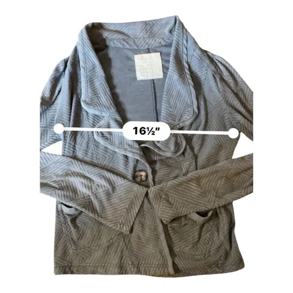 Free People Gray soft Blazer with Draped Collar. Zig zag pattern - Picture 4 of 7